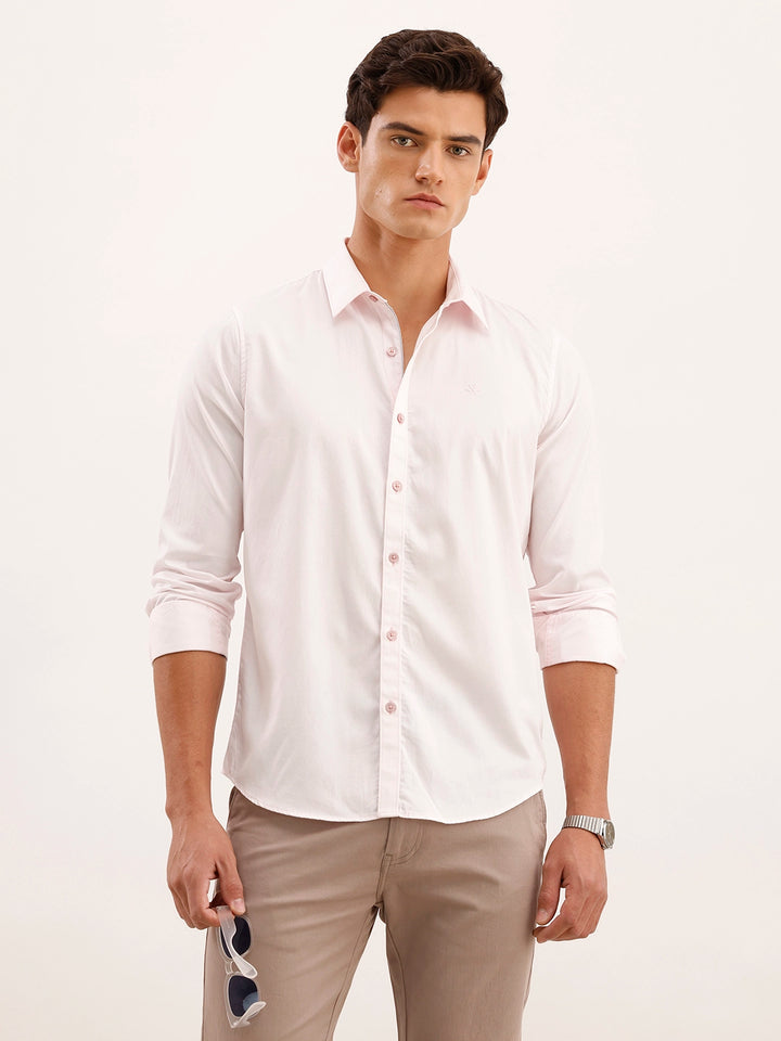 Solid Slim Fit Shirt | Pink