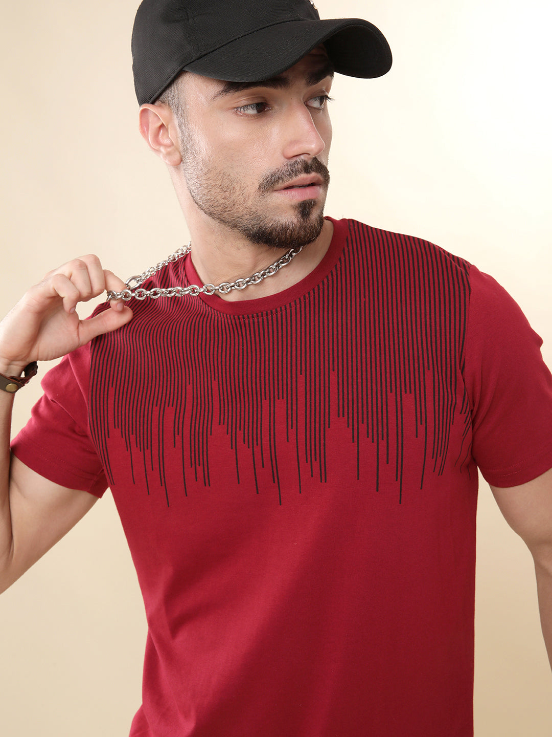 Red Drip Printed Casual T-Shirt