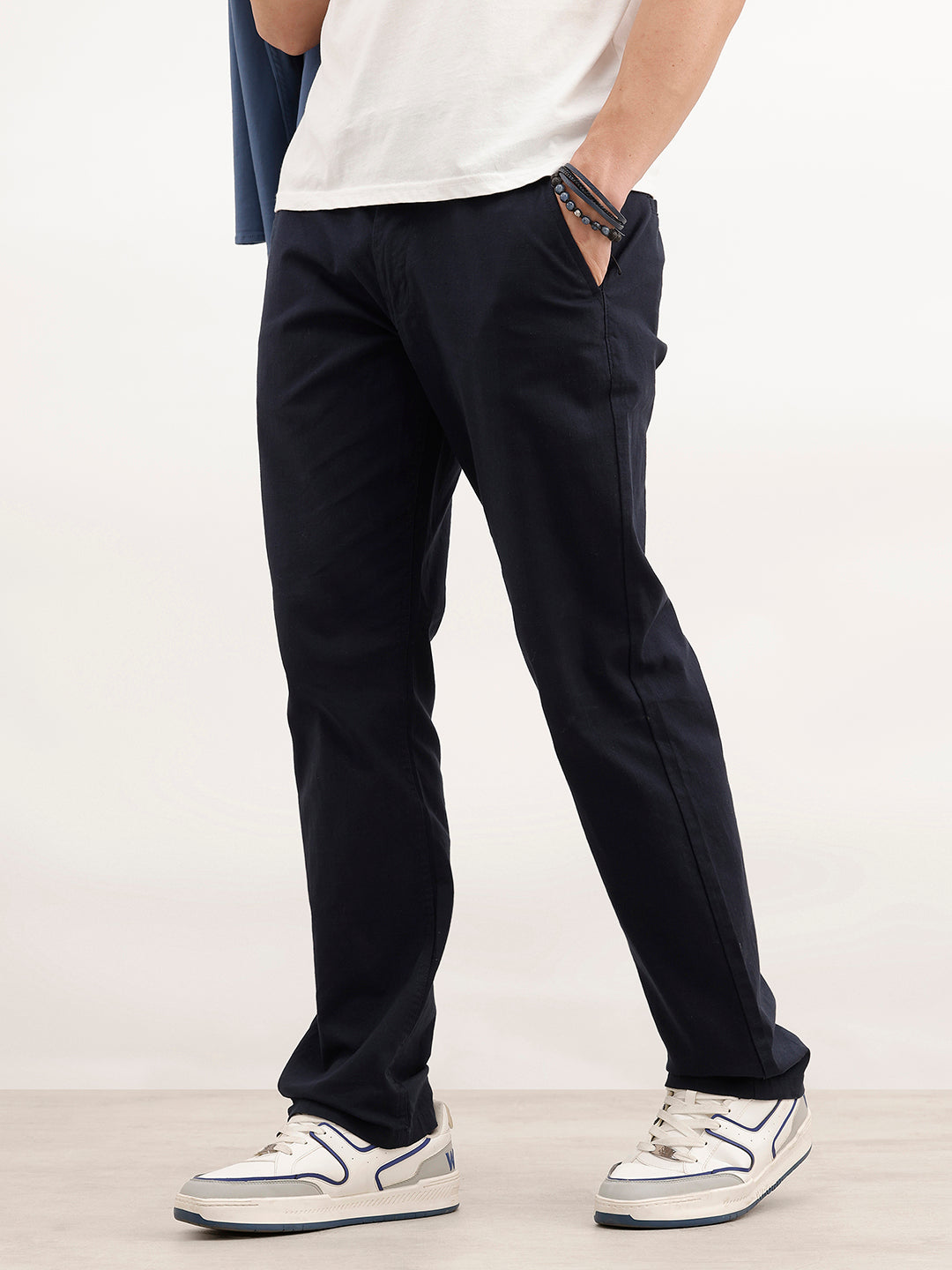 Solid Slim Fit Trouser | Navy Blue