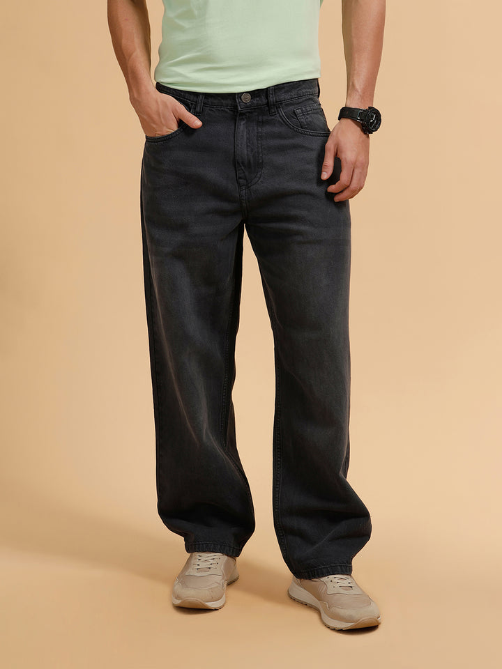 Casual Light Fade Loose Fit Jeans | Dark Grey