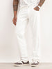 Solid Straight Fit Denim Jeans | White