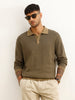 Classic Contrast Collar Knitted T-Shirt | Olive