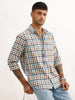 Regular Fit Full Sleeve Checkered Shirt | White