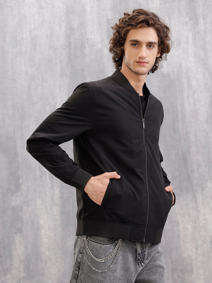 Light Weight Shell Bomber Jacket For Everyday Use  |  Black