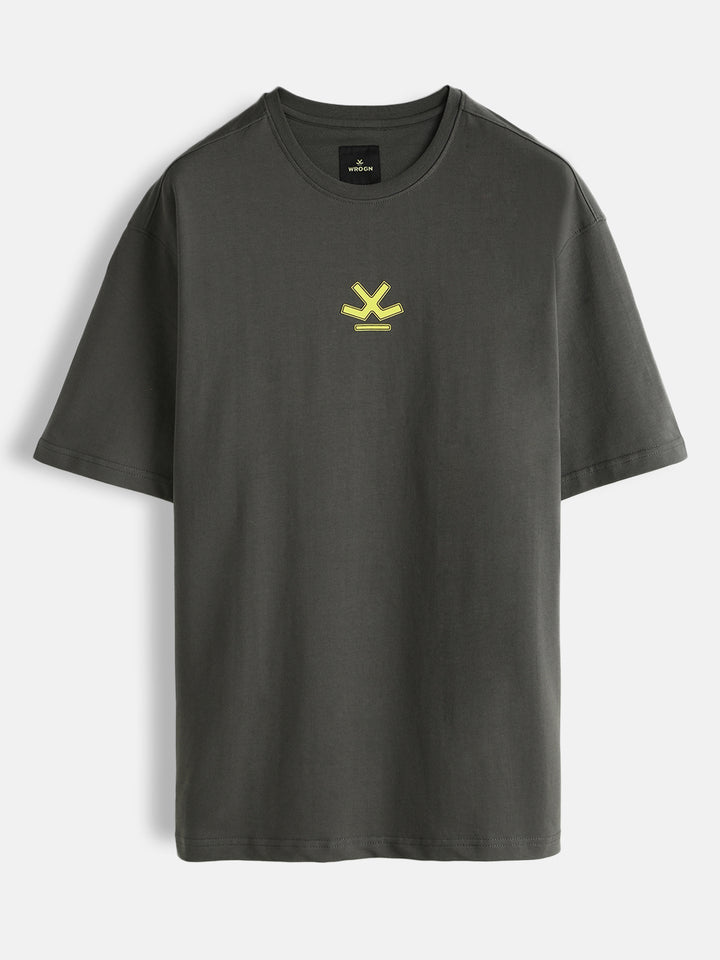 Stitch Printed Oversized Fit T-Shirt | Charcoal