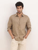 Slim Fit Solid Full Sleeve Shirt | Beige