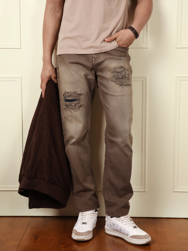 Distressed Apex Brown Jeans