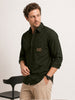 Comfort Fit Placement Printed Shirt | Olive