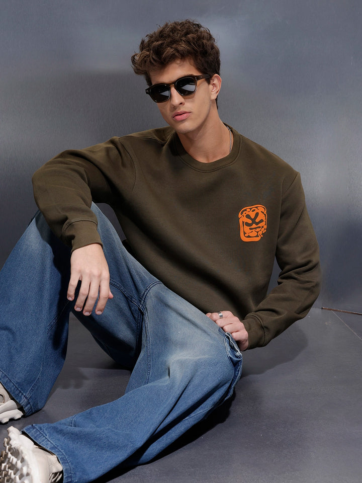 Graphic Accent Sweatshirt | Olive