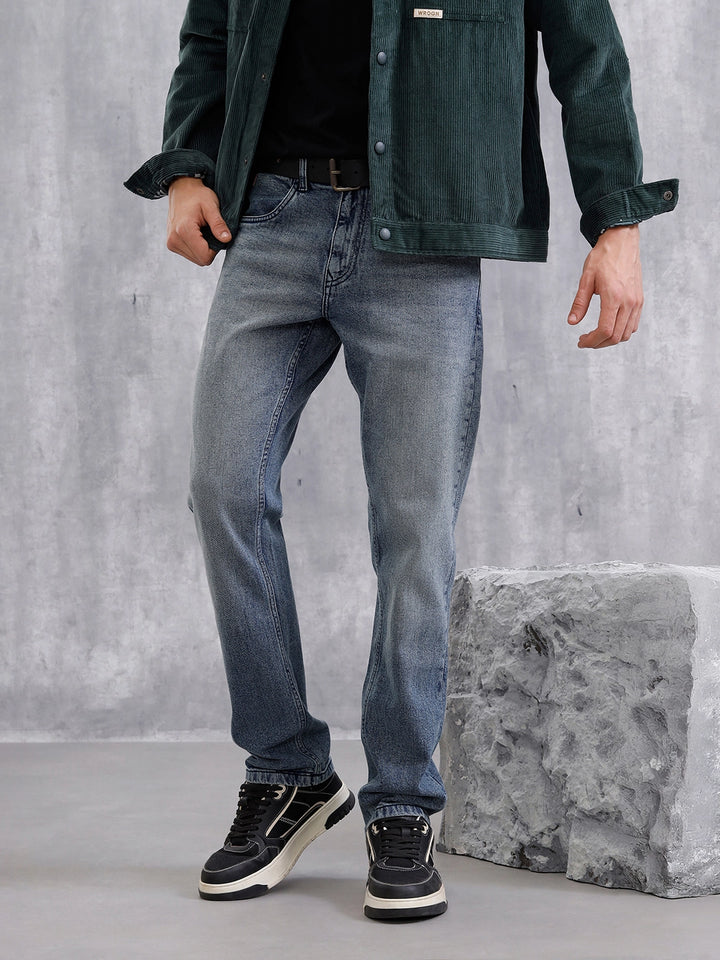 Heavy Fade Straight Fit Jeans | Blue