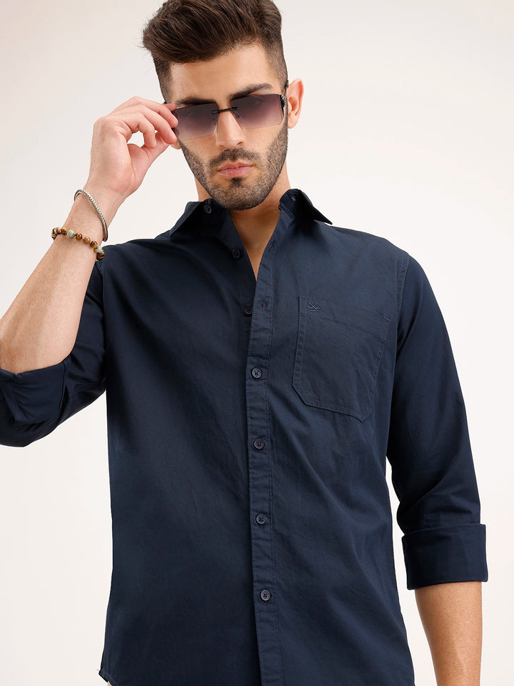 Solid Regular Fit Shirt | Navy Blue