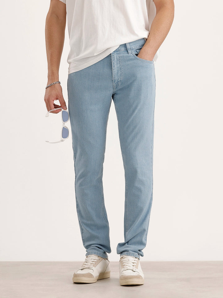 Solid Slim Fit Denim Jeans | Light Blue
