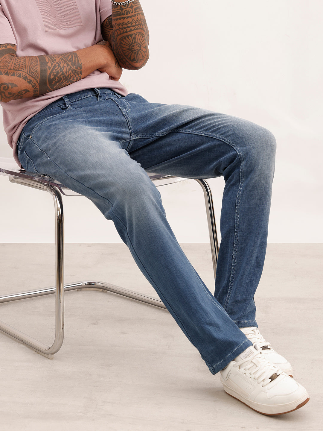 Slim Fit Faded Butter Denim Jeans | Light Blue