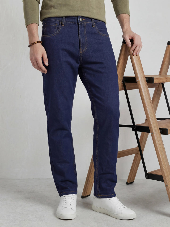 Solid Relaxed Slim Fit Jeans | Blue