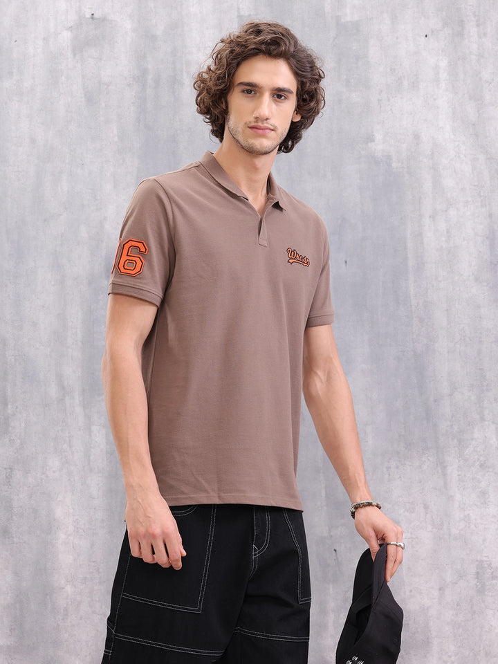 Sporty Slim Fit Polo T-Shirt | Brown