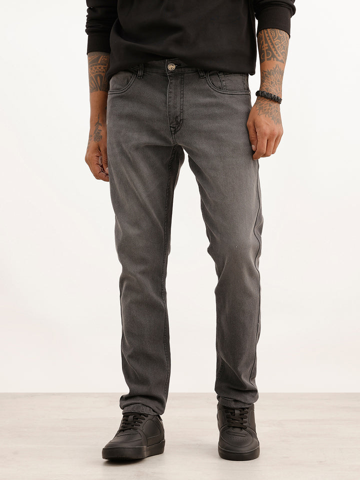Washed Slim Fit Denim Jeans | Black