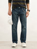 Faded Straight Fit Denim Jeans | Blue