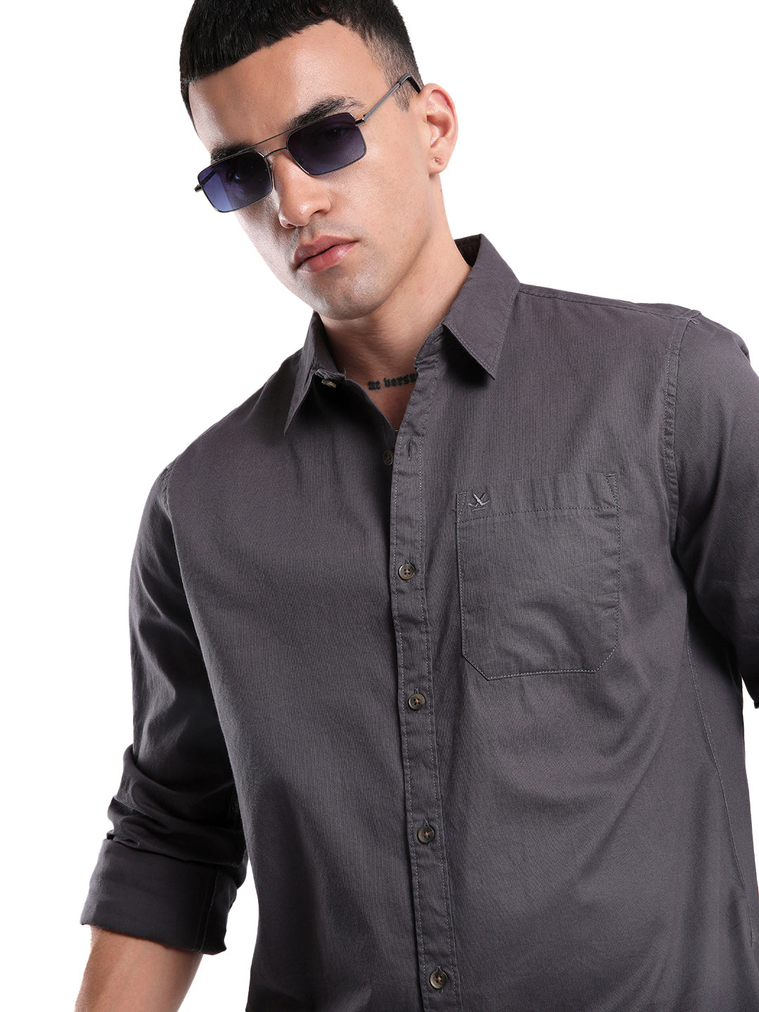 Dark Grey Desire Cotton Shirt