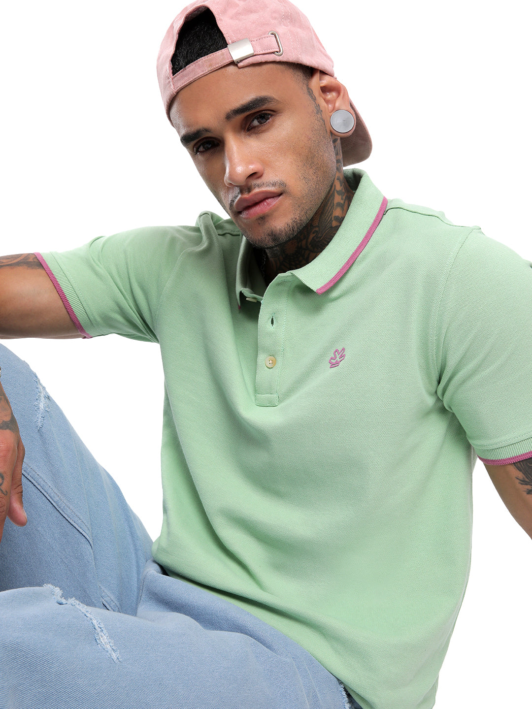 Classic Light Green Tipping Polo T-Shirt