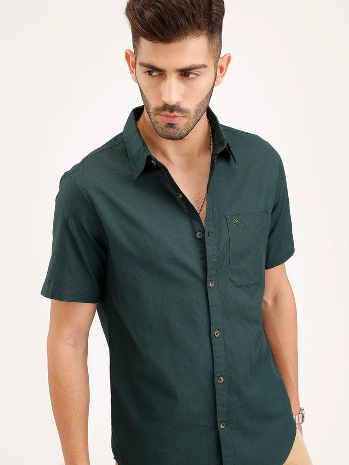 Solid Regular Fit Shirt | Dark Green