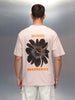 Men's Casual Oversized Fit T-Shrit With Back Graphics | Beige