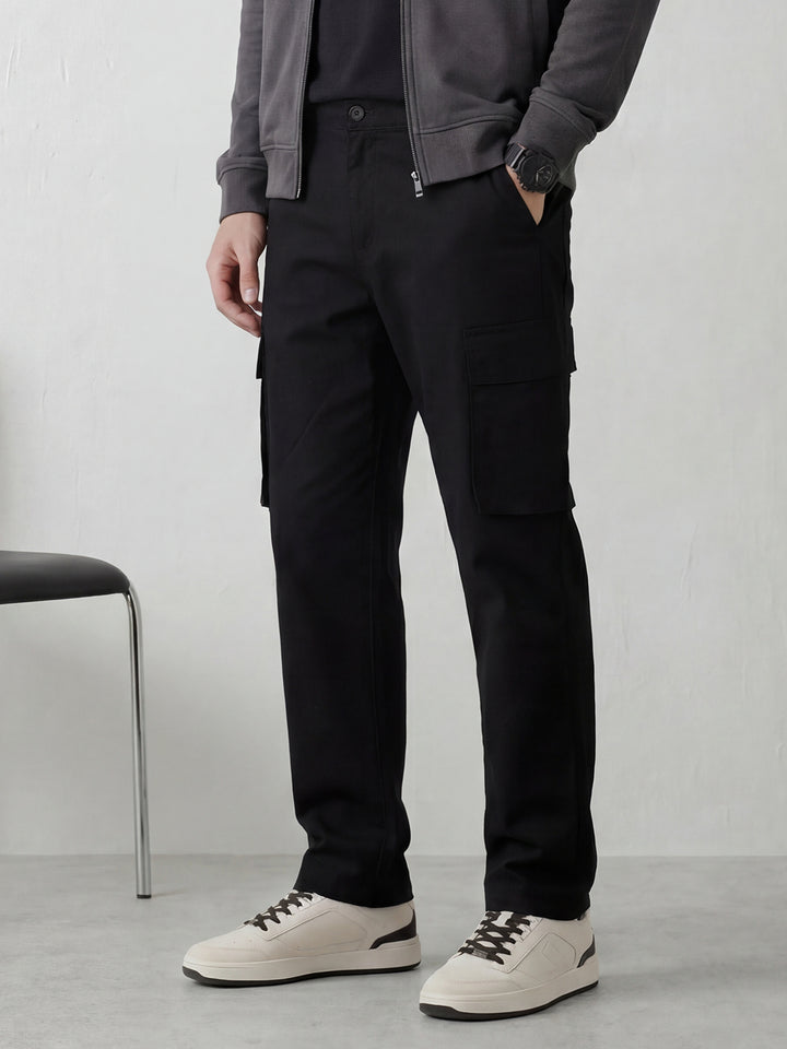 Men's casual cargo loose fit trousers | Black