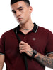 Bold Marron Collar Tipped Polo