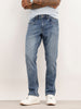 Straight Fit Washed Denim Cargo | Light Blue