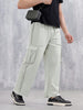 Casual Raw Edged Cargo Pants For Men | Light Green
