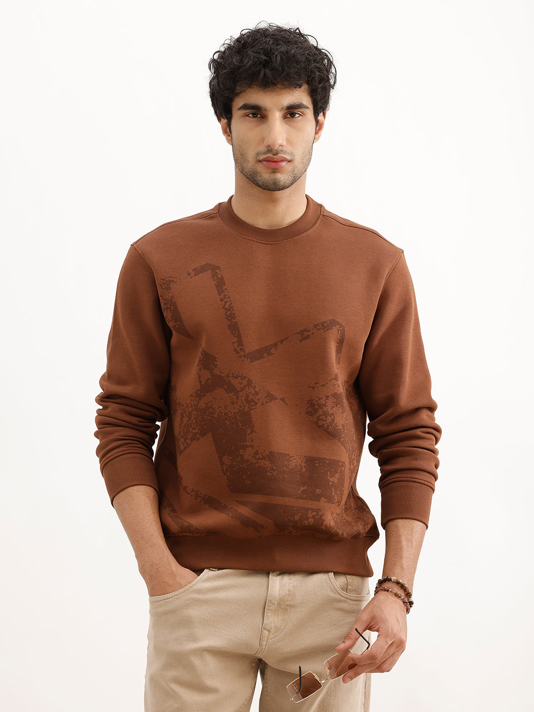 Classic Placement Printed Sweatshirt | Brown
