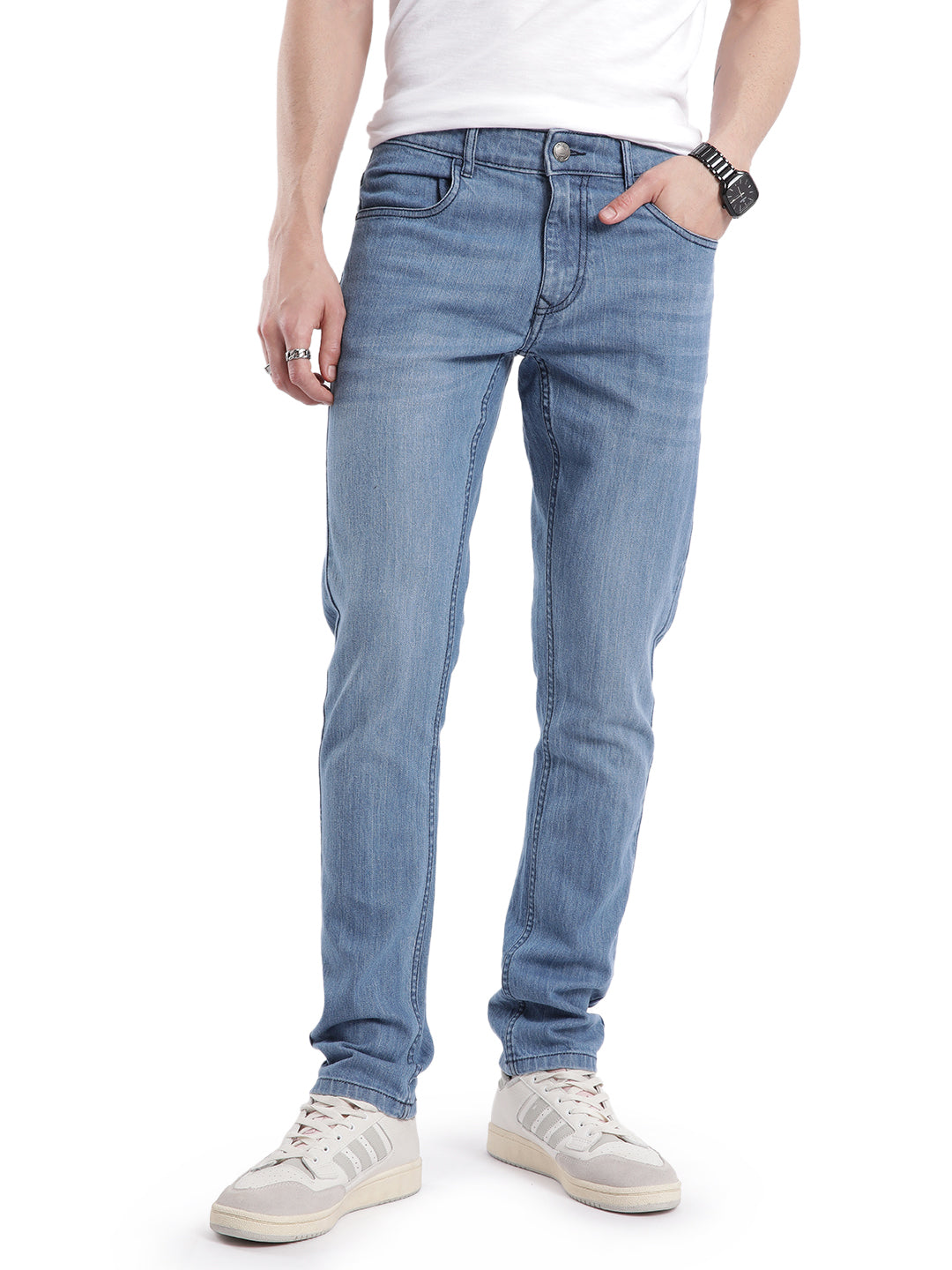 Casual Solid Blue Slim Fit Jeans