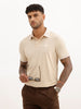 Slim Fit Solid Tipping Collar Polo T-Shirt | Beige