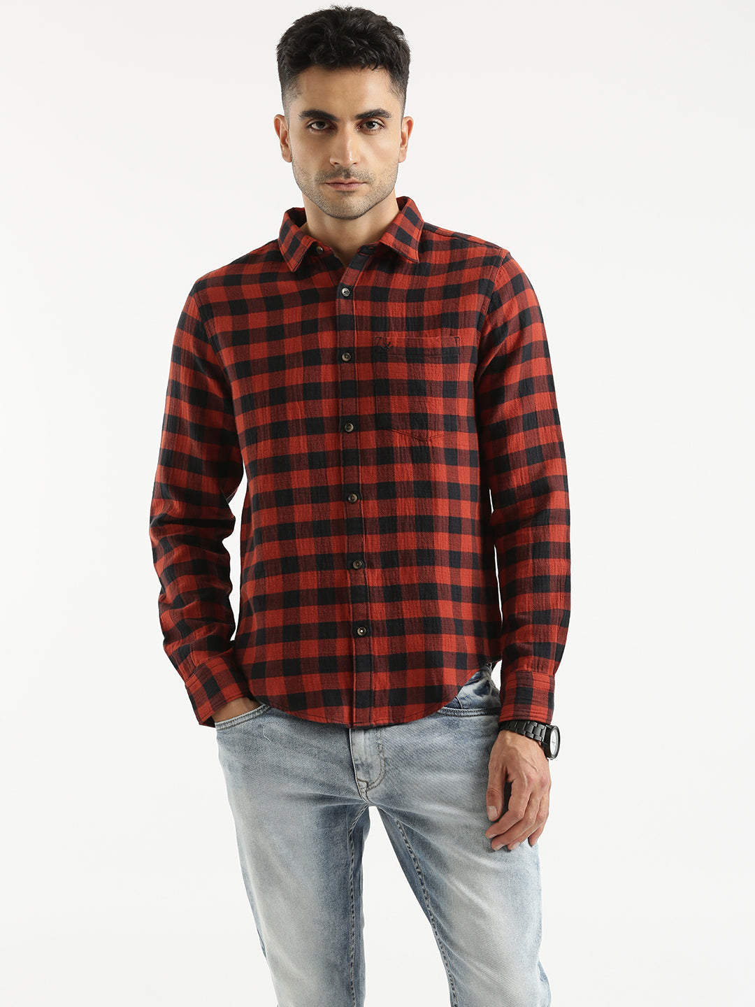 Checkerboard Red & Black Shirt