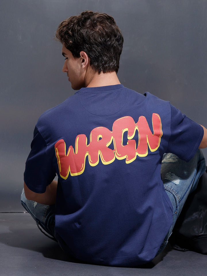 Classic Back Printed T-Shirt   |  Navy Blue