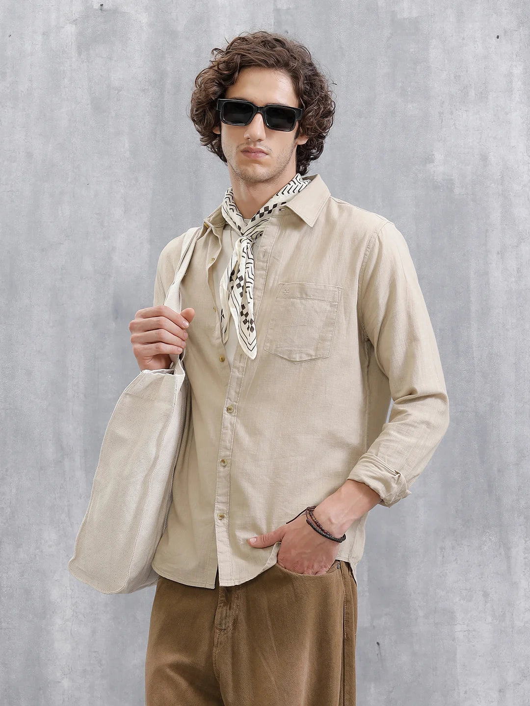 Solid Regular Fit Shirt  | Khaki