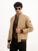 Solid Regular Fit Puffer Jacket | Beige