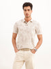 Abstract Printed Slim Fit Polo T-Shirt | Beige