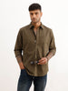 Solid Regular Fit Full Sleeve Shirt | Olive