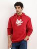 Oversized Placement Printed Hooded Sweatshirt | Red