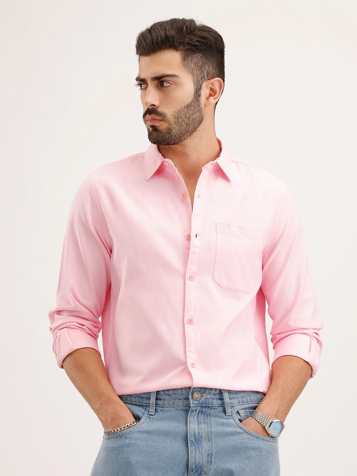 Classic Regular Fit Solid Shirt | Pink