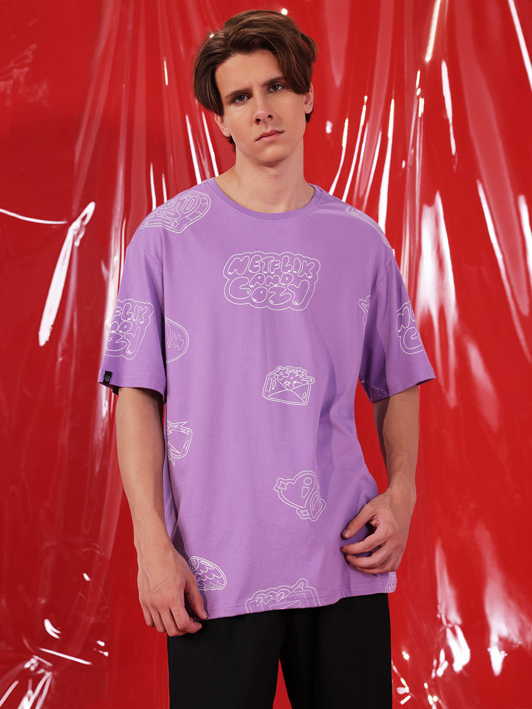 Netflix and Cozy Purple AOP T-Shirt