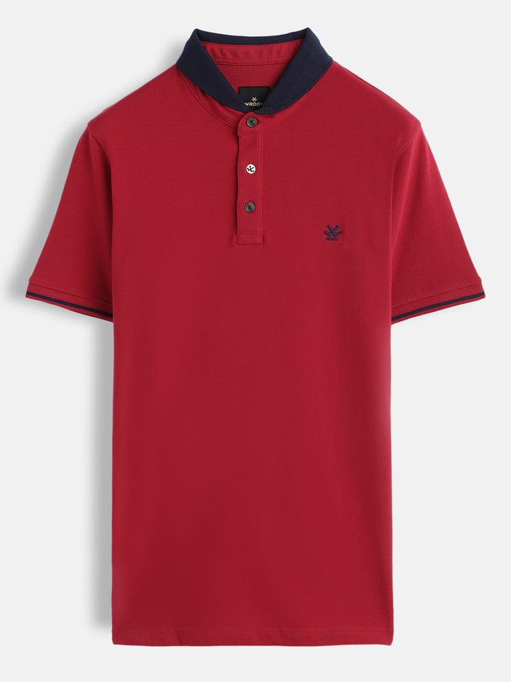 Solid Slim Fit Polo T-Shirt | Red