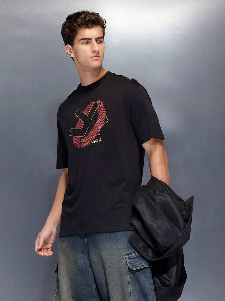 Men’soversize statement print t-shirt | Black