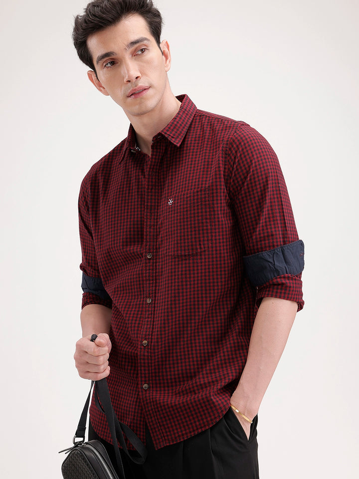 Regular Fit Checkered Shirt | Red