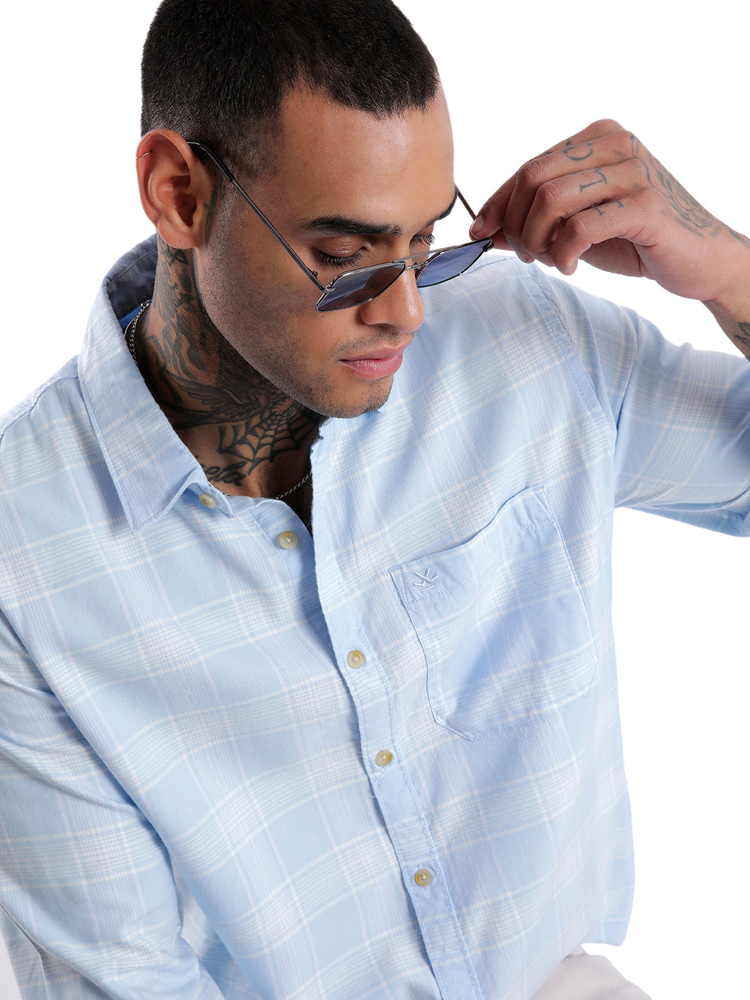 Premium Blue Checkered Long Sleeve Shirt