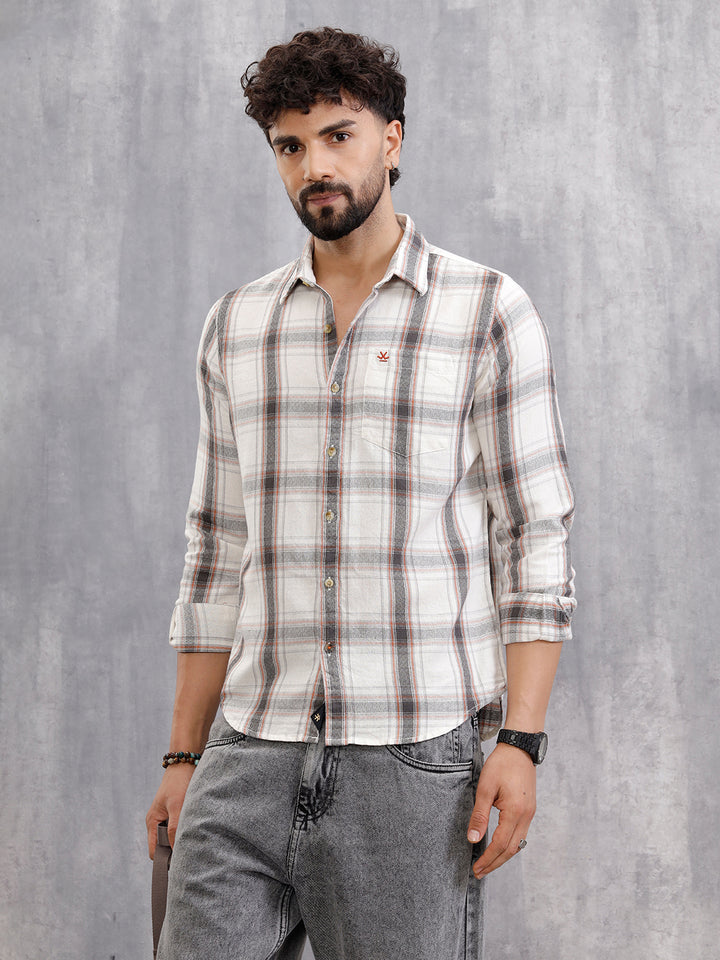 Dobby Textured Shirt In Slim Fit | White