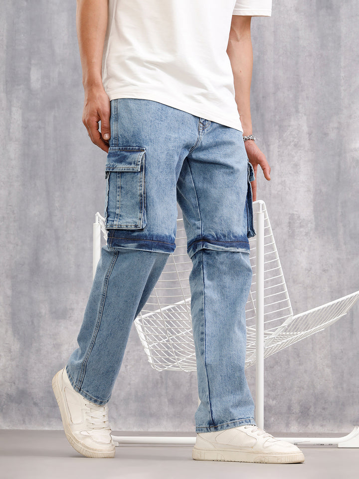 Superstone Wash Convertible Cargo Jeans I Lt Blue