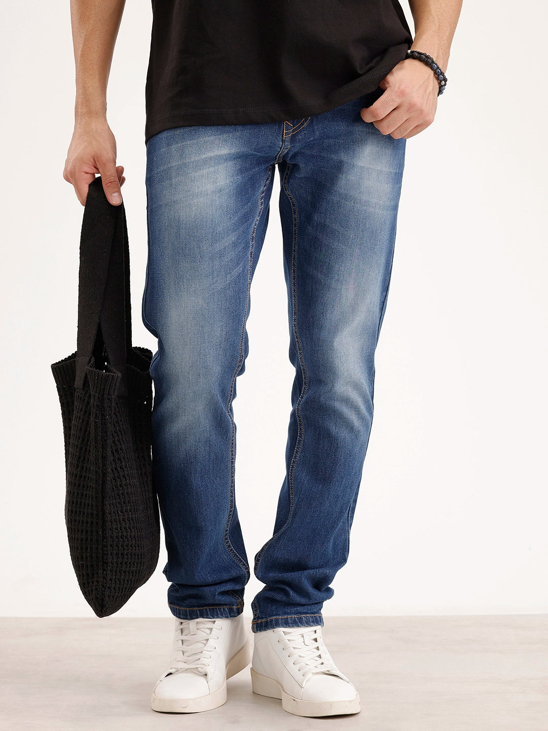 Faded Skinny Fit Denim Jeans | Dark Blue
