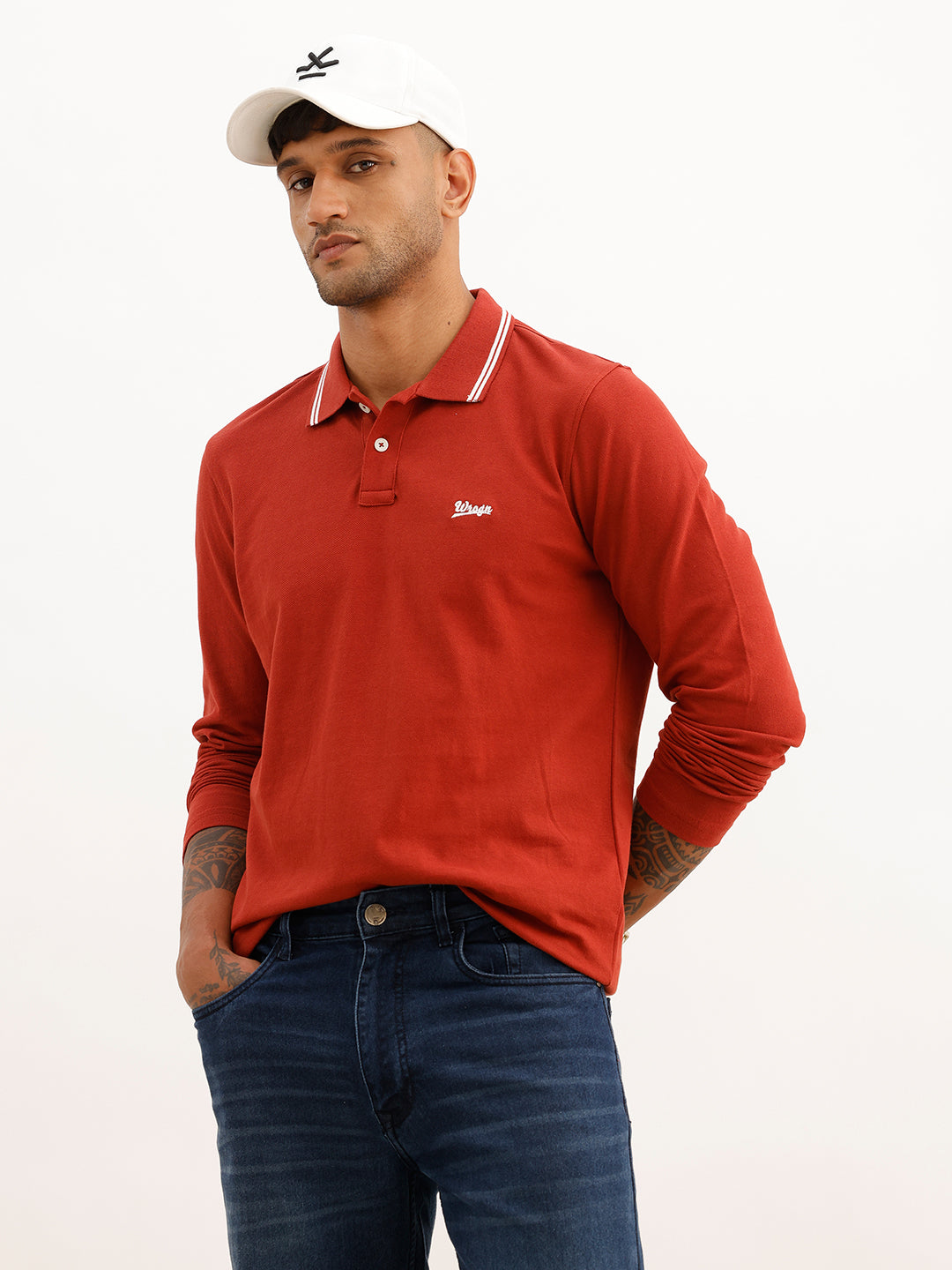 Regular Fit Full Sleeve Polo T-Shirt | Maroon
