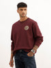 Comfort Fit Foil Printed Sweatshirt | Wine